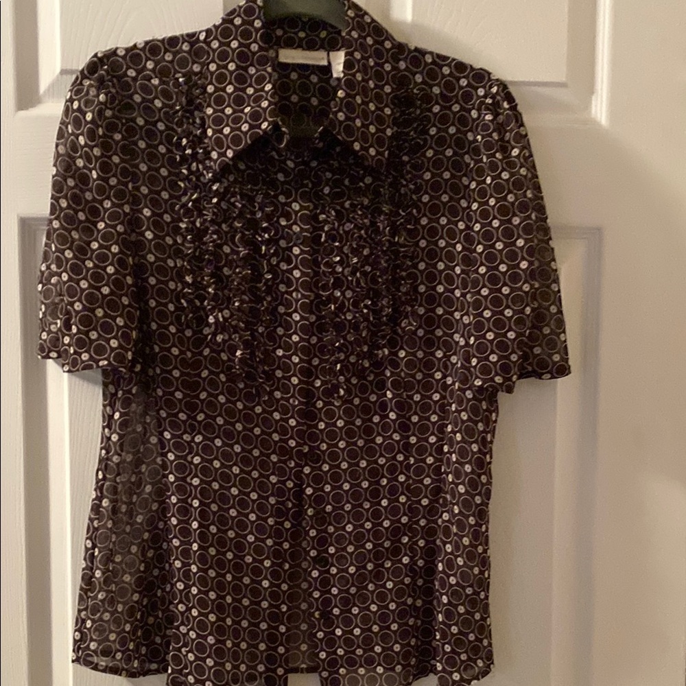 Brown Patterned Women's blouse, size 14